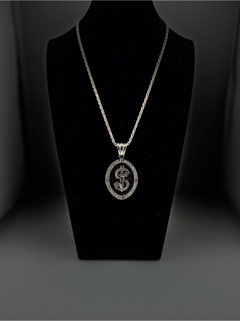 Sterling Silver 925 Monogram 'S’ or ‘$’ Pendant Necklace
